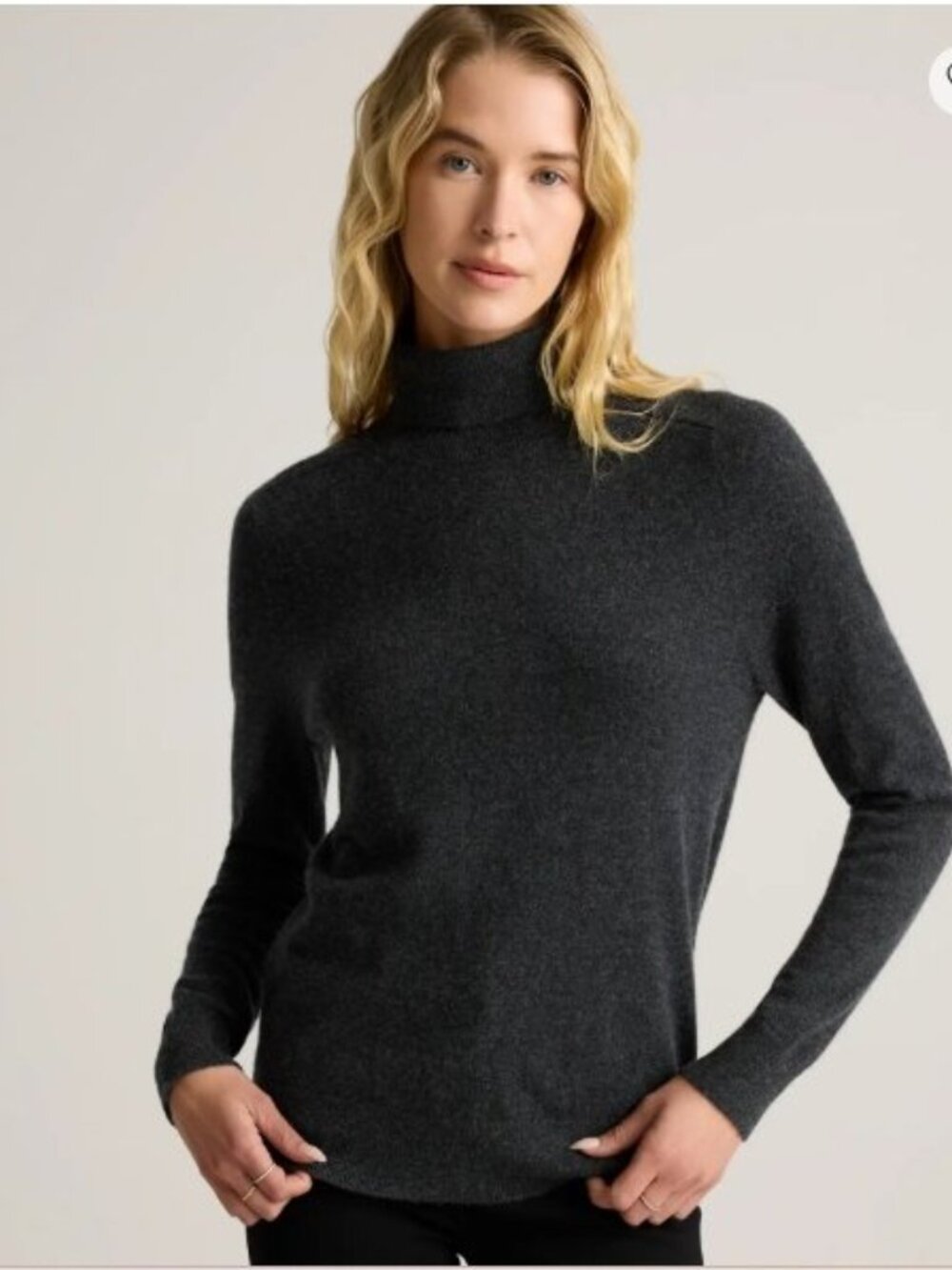 NWT $125 Quince Women's Large/XL 100% Cashmere Charcoal Grey Turtleneck